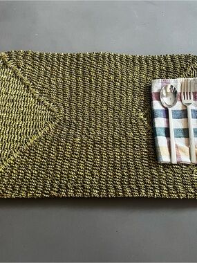 NEW Crate&Barrel Olive Jute Placemat Duo